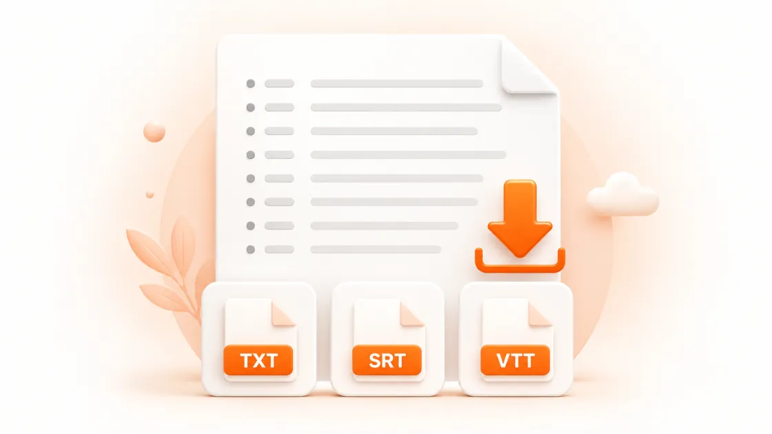 Download the YouTube transcript as TXT, SRT, or VTT