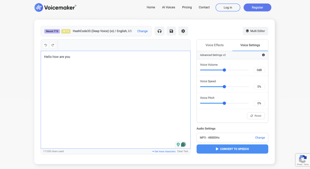 Voicemaker dashboard